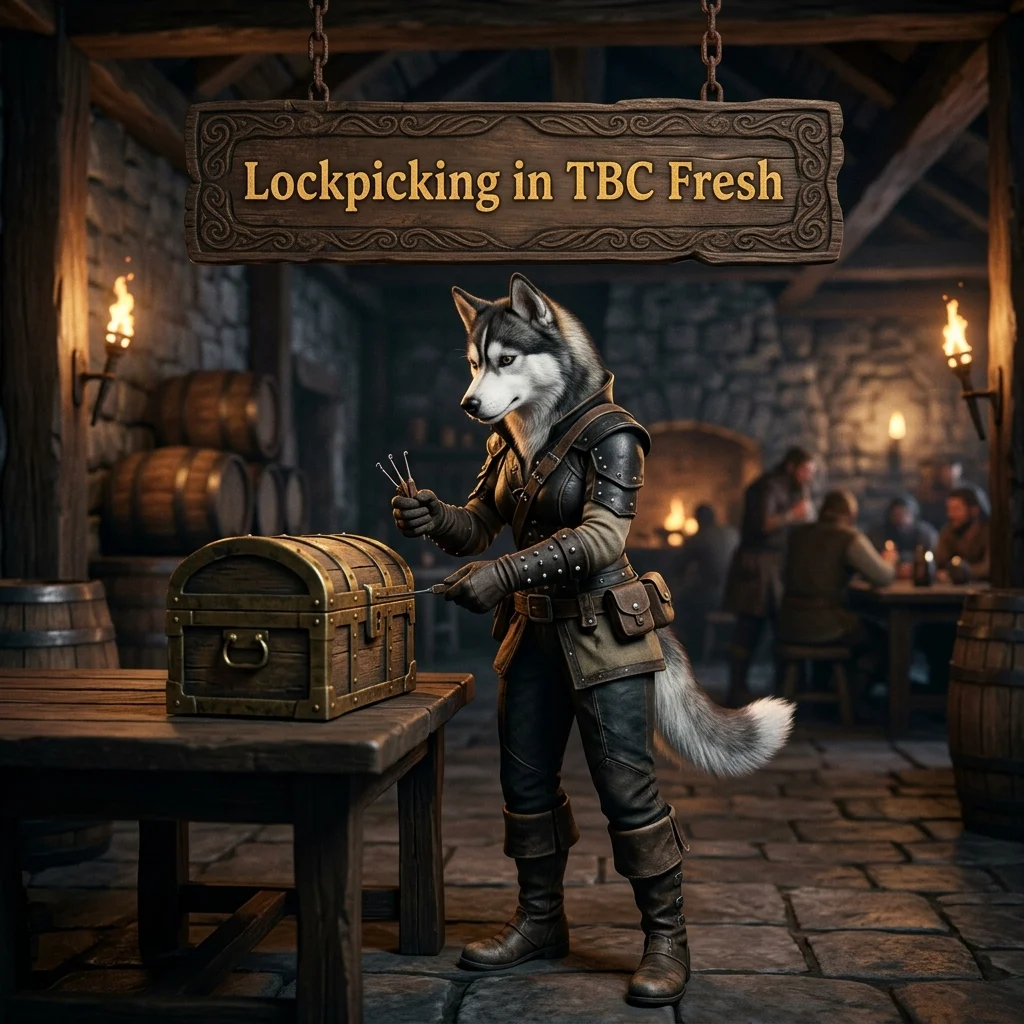 Promotional image for Lockpicking Boost in WoW TBC Classic Anniversary, showing the service theme for players looking to improve lockpicking progress.