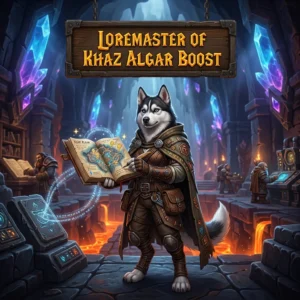 Promotional image representing the Loremaster of Khaz Algar Boost service.