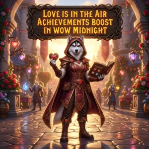 Promotional image for the Love is in the Air Achievements Boost in WoW Midnight service.