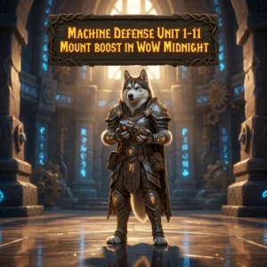 Promotional image for the Machine Defense Unit 1-11 Mount Boost service in WoW Midnight.