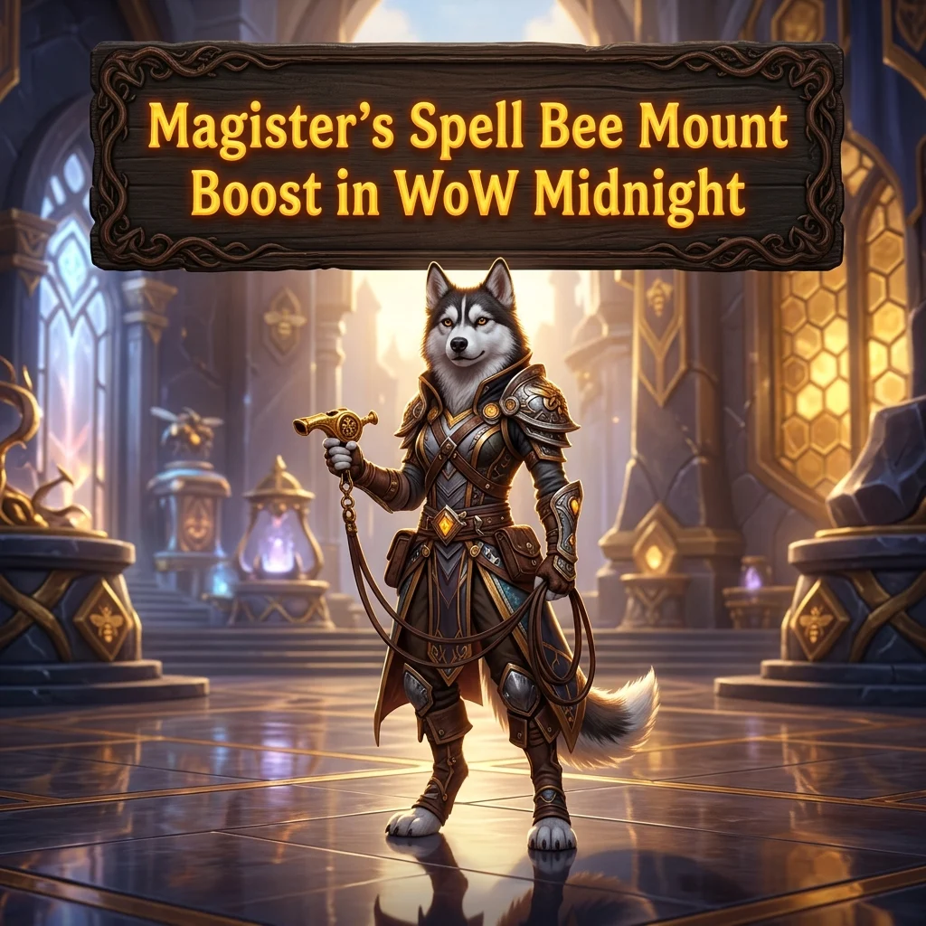 Promotional image for the Magister’s Spell Bee Mount Boost service in WoW Midnight