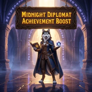Promotional image representing the Midnight Diplomat Achievement Boost service and its achievement-focused product context.