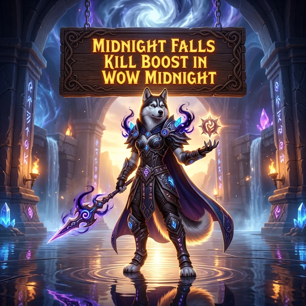 Promotional image for the Midnight Falls Kill Boost service in WoW Midnight