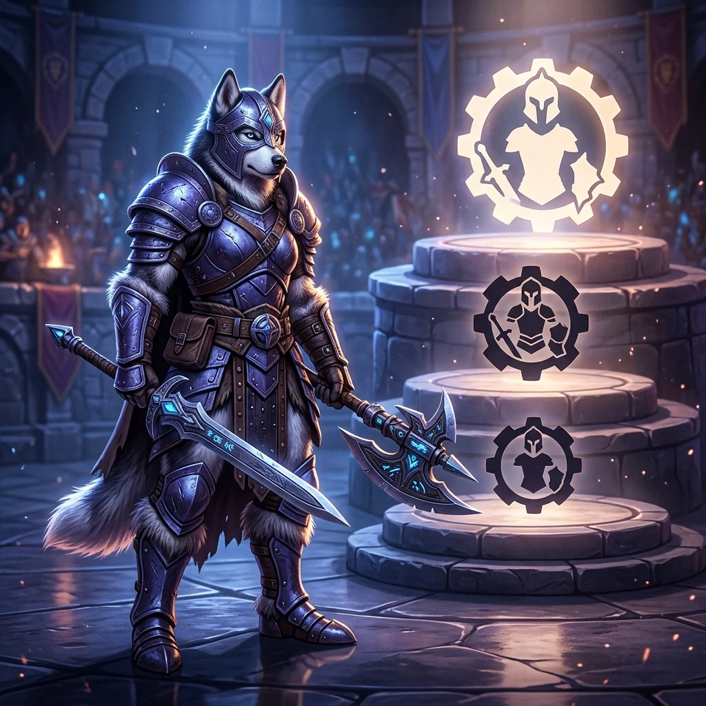Illustration til en rangliste over Solo Shuffle i Midnight sæson 2 af World of Warcraft uden læsbar tekst eller skilte