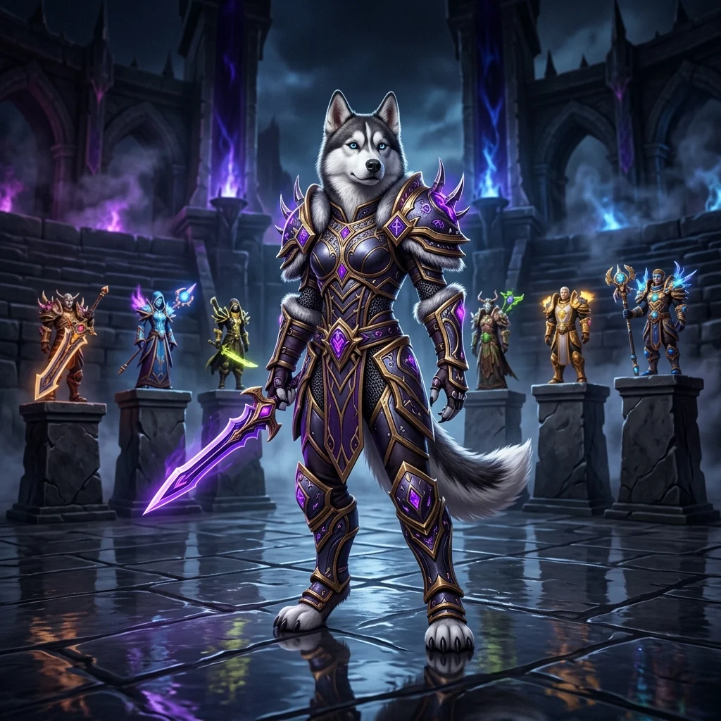 Fantasyillustration som representerar en Solo Shuffle-tierlista i World of Warcraft under Midnight säsong 2.