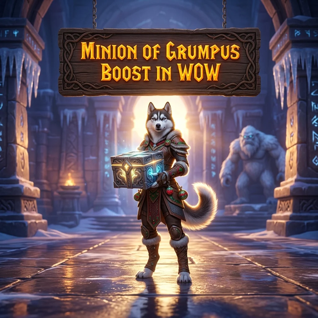 Promotional image for the Minion of Grumpus Boost in WoW service in World of Warcraft.