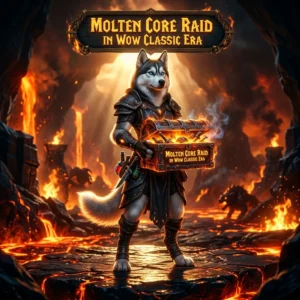 Promotional image for a Molten Core Raid Boost in WoW Classic Era service, focused on raid boosting for this Classic Era content.