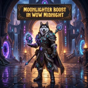 Promotional image for the Moonlighter Boost service in World of Warcraft: Midnight