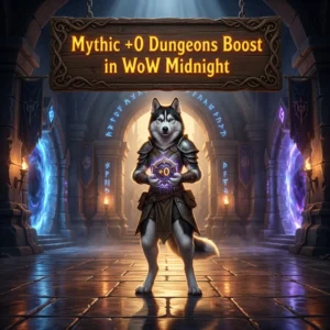 Promotional image for the Mythic +0 Dungeons Boost in WoW Midnight service