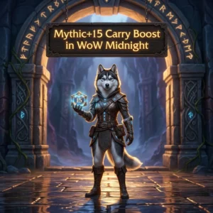 Promotional image for the Mythic+15 Carry Boost in WoW Midnight service