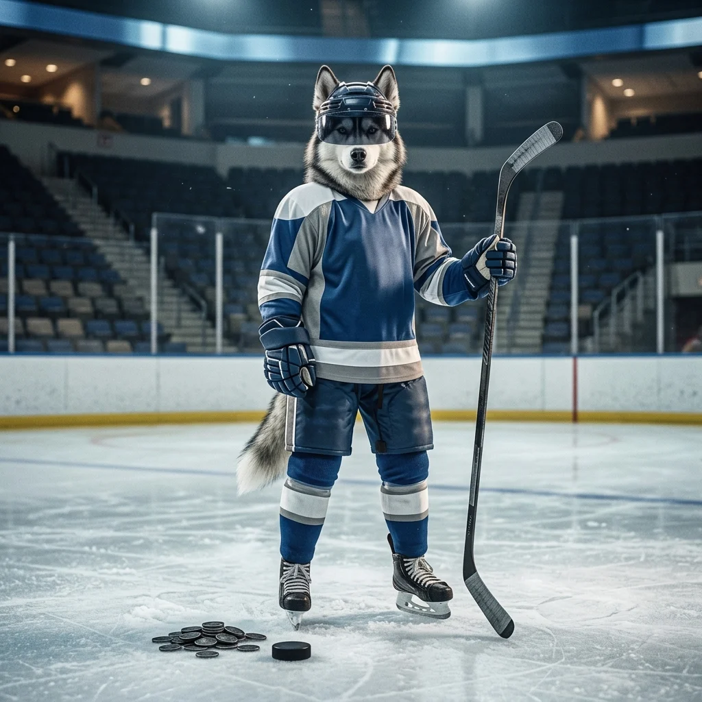 Dynamisches Eishockey-Motiv als neutrales Titelbild für den Kauf von Spielmünzen