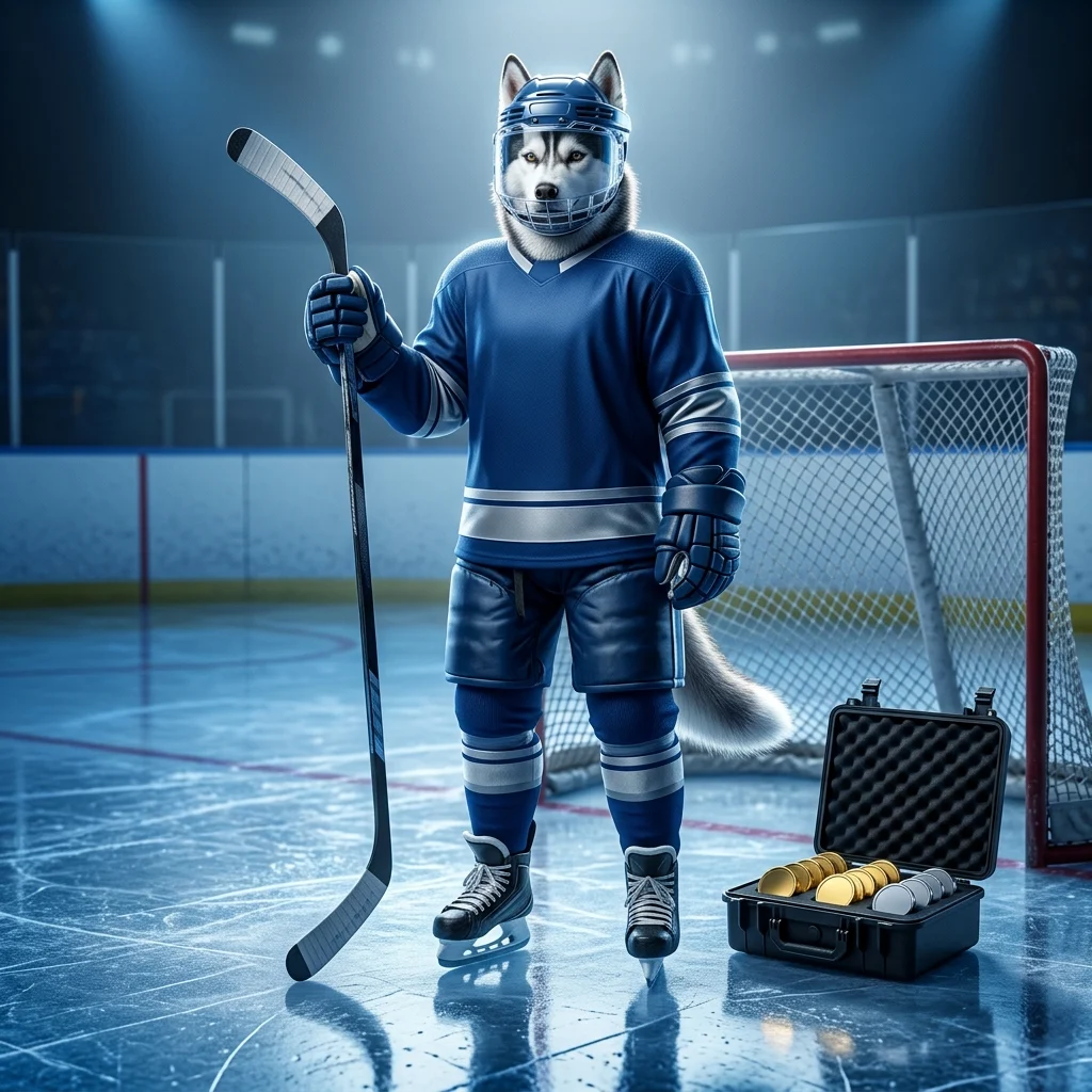 NHL 26 कॉइन्स से संबंधित डिजिटल गेमिंग कलाकृति, जिसमें खेल के लिए आभासी मुद्रा का सामान्य दृश्य दिखाया गया है।