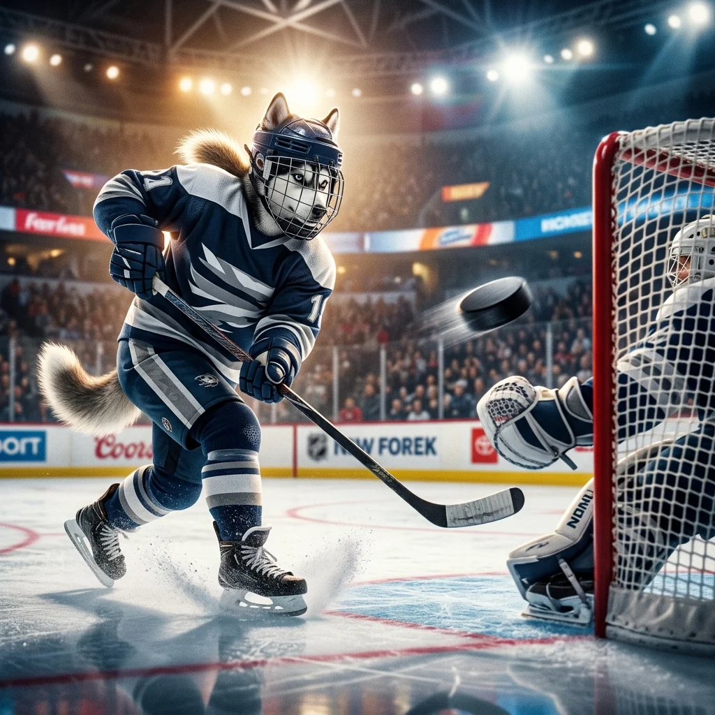 NHL 26의 아이스하키 경기에서 선수가 공격을 전개하며 득점 기회를 만드는 모습을 보여 주는 대표 이미지