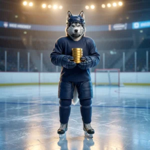 Promotionele illustratie voor NHL Coins Boost, gericht op virtuele munten binnen een ijshockeygame