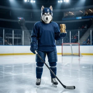 NHL HUT-i münte kujutav üldine jäähokiteemaline tootepilt ilma loetava teksti või märkideta.