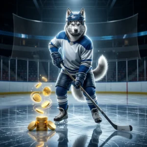 NHL HUT कॉइन्स बूस्ट से जुड़े हॉकी-थीम वाले प्रमोशनल चित्र का सामान्य दृश्य, बिना किसी पठनीय टेक्स्ट या चिन्ह के