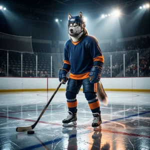 Illustrasie vir NHL-boostdienste met ’n algemene sportspeltema en sonder leesbare teks of tekens