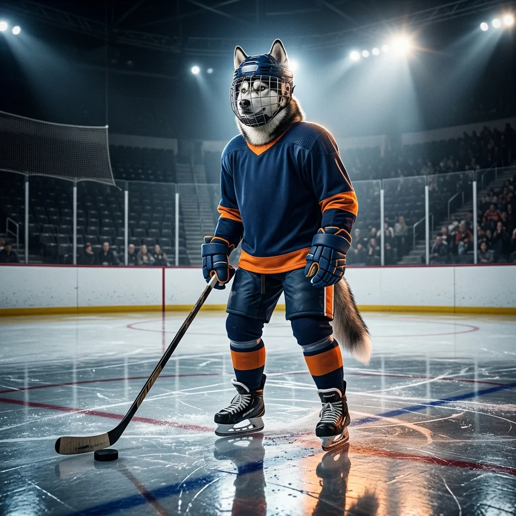 Illustrasie vir NHL-boostdienste met ’n algemene sportspeltema en sonder leesbare teks of tekens