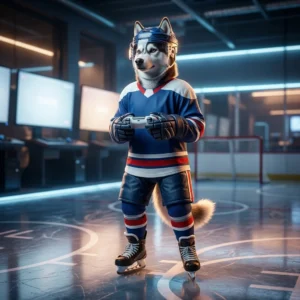 Jäähokiteemaline mänguillustratsioon NHL-i tunnipõhisest mänguelamusest; pildil ei ole loetavat teksti ega märgistust.