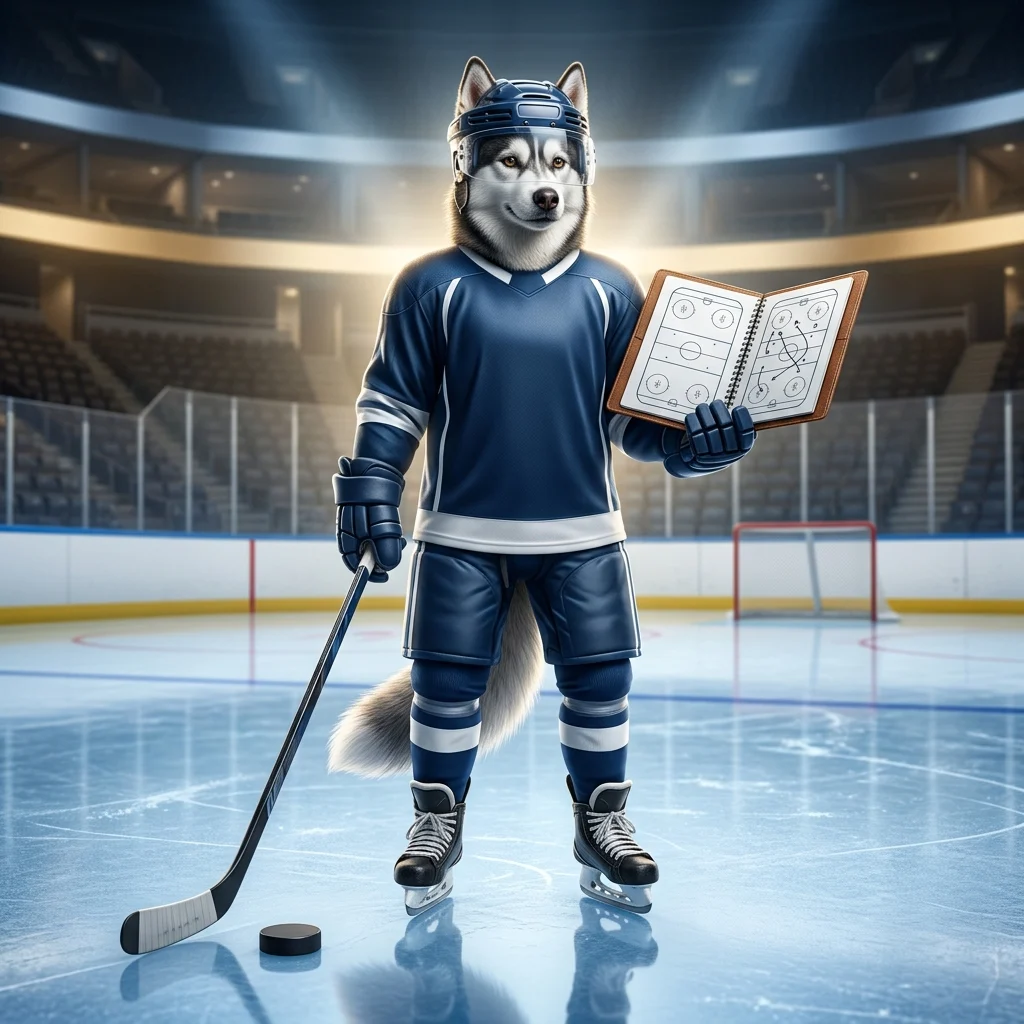 NHL 免费攻略指南的冰球主题插画，营造适合新手了解游戏规则、基本操作和策略思路的视觉氛围，用于产品封面展示与内容识别，不含可辨识文字或标志。