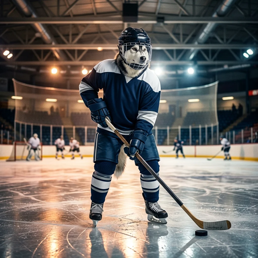 NHL 無料攻略ガイドに関連する、氷上の競技を題材にしたゲームの雰囲気を伝える紹介用アートワークで、画面内に読める文字や標識は描かれていない。