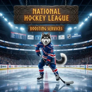 Promotional image for National Hockey League Boosting Services, showing the service branding for NHL account and gameplay boosting support.