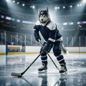 Hockeyinspireret illustration, der præsenterer tjenester relateret til National Hockey League.