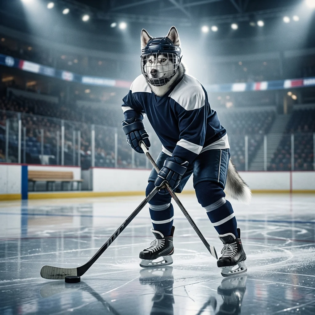 Hockeyinspireret illustration, der præsenterer tjenester relateret til National Hockey League.