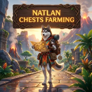 Promotional image for Natlan Chests Farming Boost in Genshin Impact, a service focused on farming chests in Natlan.