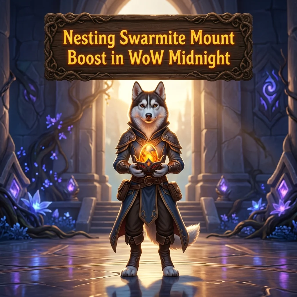 Promotional image for the Nesting Swarmite Mount Boost service in WoW Midnight