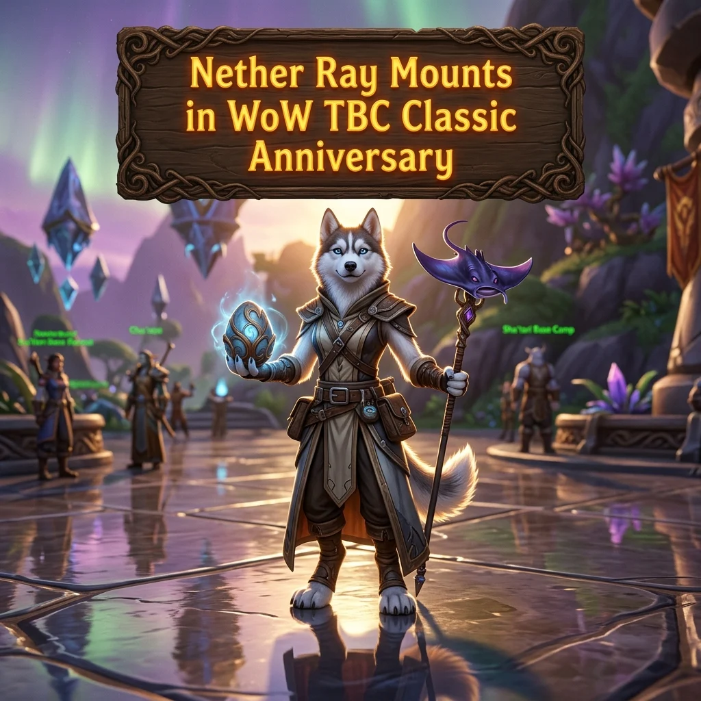 Promotional image for Nether Ray Mounts Boost in WoW TBC Classic Anniversary, showing the service for acquiring Nether Ray mounts in WoW TBC Classic.