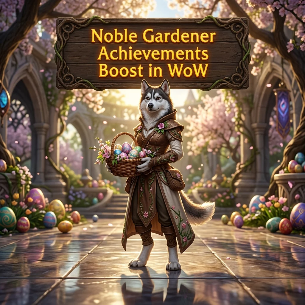 Promotional image for the Noble Gardener Achievements Boost in WoW service.