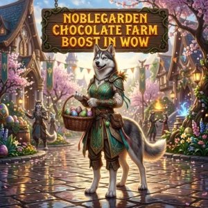 Promotional image for the Noblegarden Chocolate Farm Boost in WoW service.