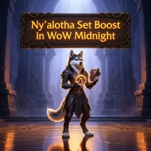 Promotional image for the Ny’alotha Set Boost service in World of Warcraft: Midnight