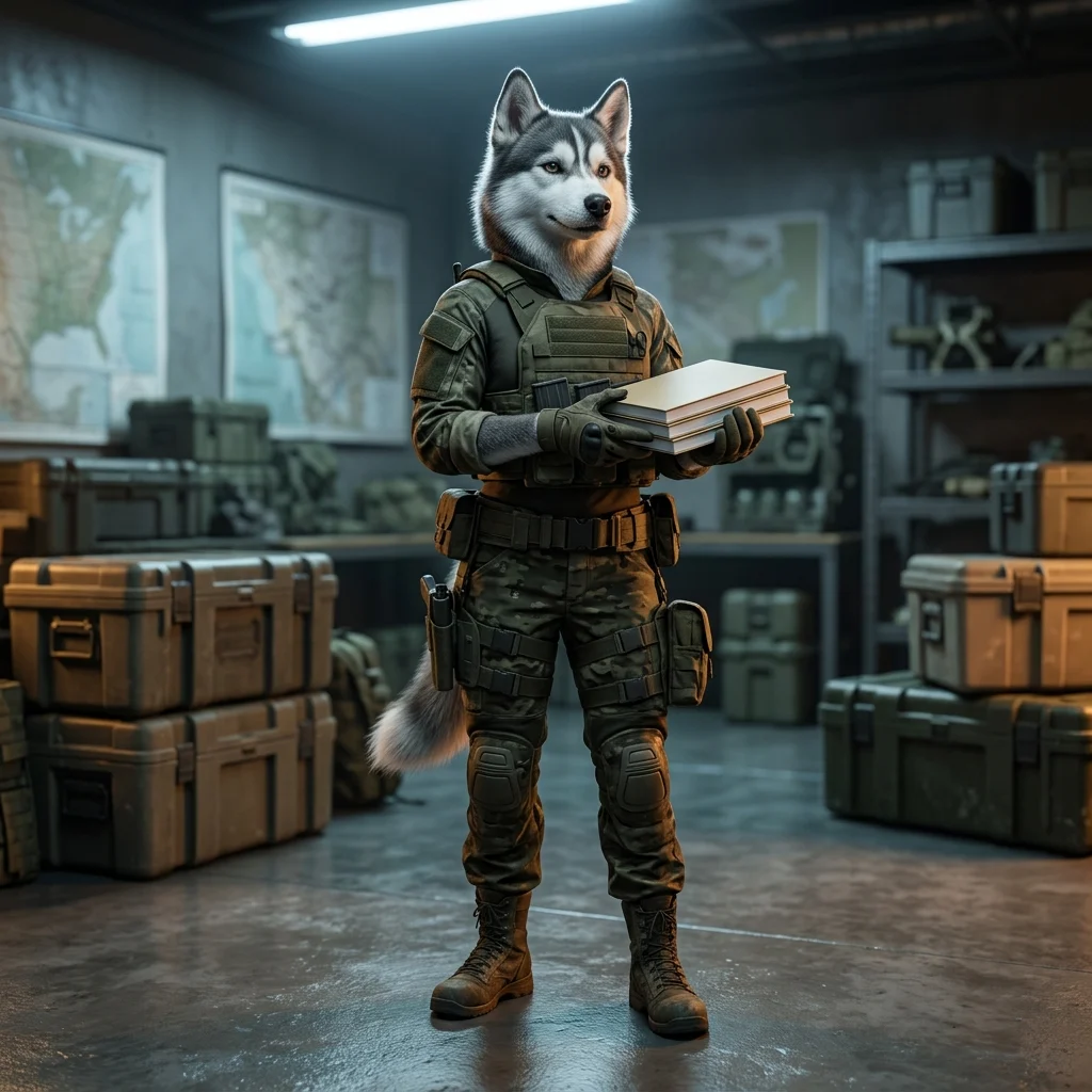 Myndskreyting tengd ókeypis handbókum í Wardogs, án sýnilegs texta eða merkja.
