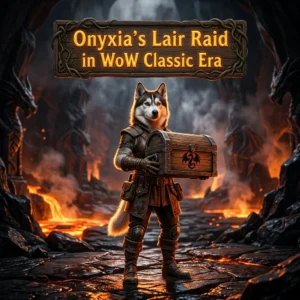 Promotional image for the Onyxia’s Lair Raid Boost in WoW Classic Era service, focused on boosting for this specific Classic Era raid.