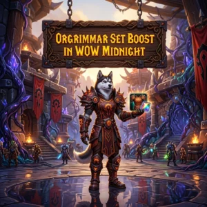 Promotional image for the Orgrimmar Set Boost service in WoW Midnight