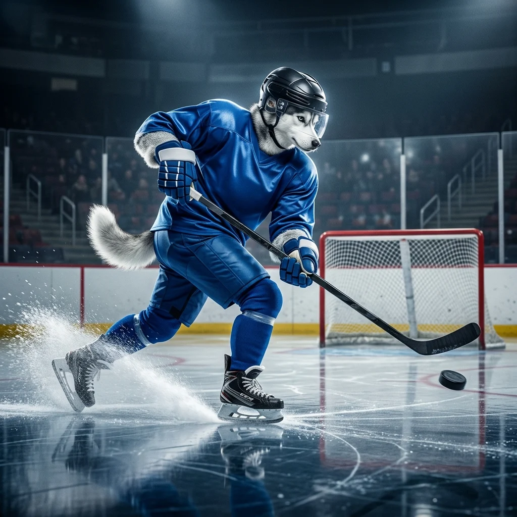 Tampok na likhang-sining para sa NHL 26 na nagpapakita ng tema ng pag-iskor sa larong hockey.