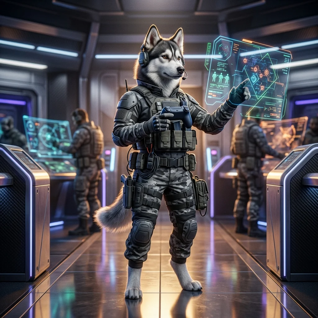 Ilustrasyong pang-promosyon tungkol sa pag-hire ng mga booster sa larong Wardogs, na walang nakikitang teksto o karatula.