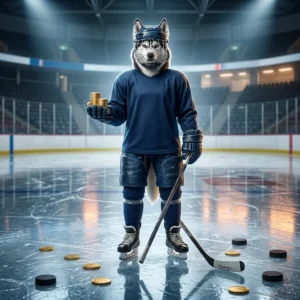 Itinatampok na likhang-sining para sa pagpapalakas ng NHL Coins sa isang larong hockey