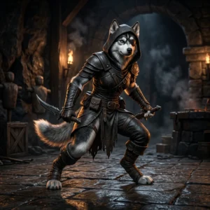 Ilustrasi bertema panduan PvP Rogue dalam dunia fantasi WoW Forever, tanpa teks yang boleh dibaca atau papan tanda.
