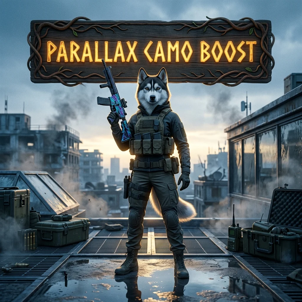Promotional image for Parallax Camo Boost, a camo-focused boost service in Call of Duty Warzone