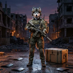 Ilustrasi bertema Call of Duty Warzone yang mewakili perkhidmatan peningkatan permainan tanpa teks atau tanda yang boleh dibaca.