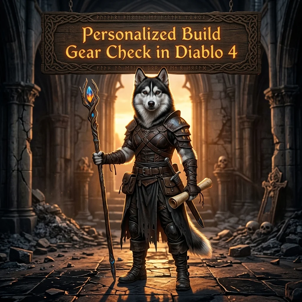 Promotional image for Personalized Build Gear Check Boost in Diablo 4, a service focused on reviewing a player's build gear