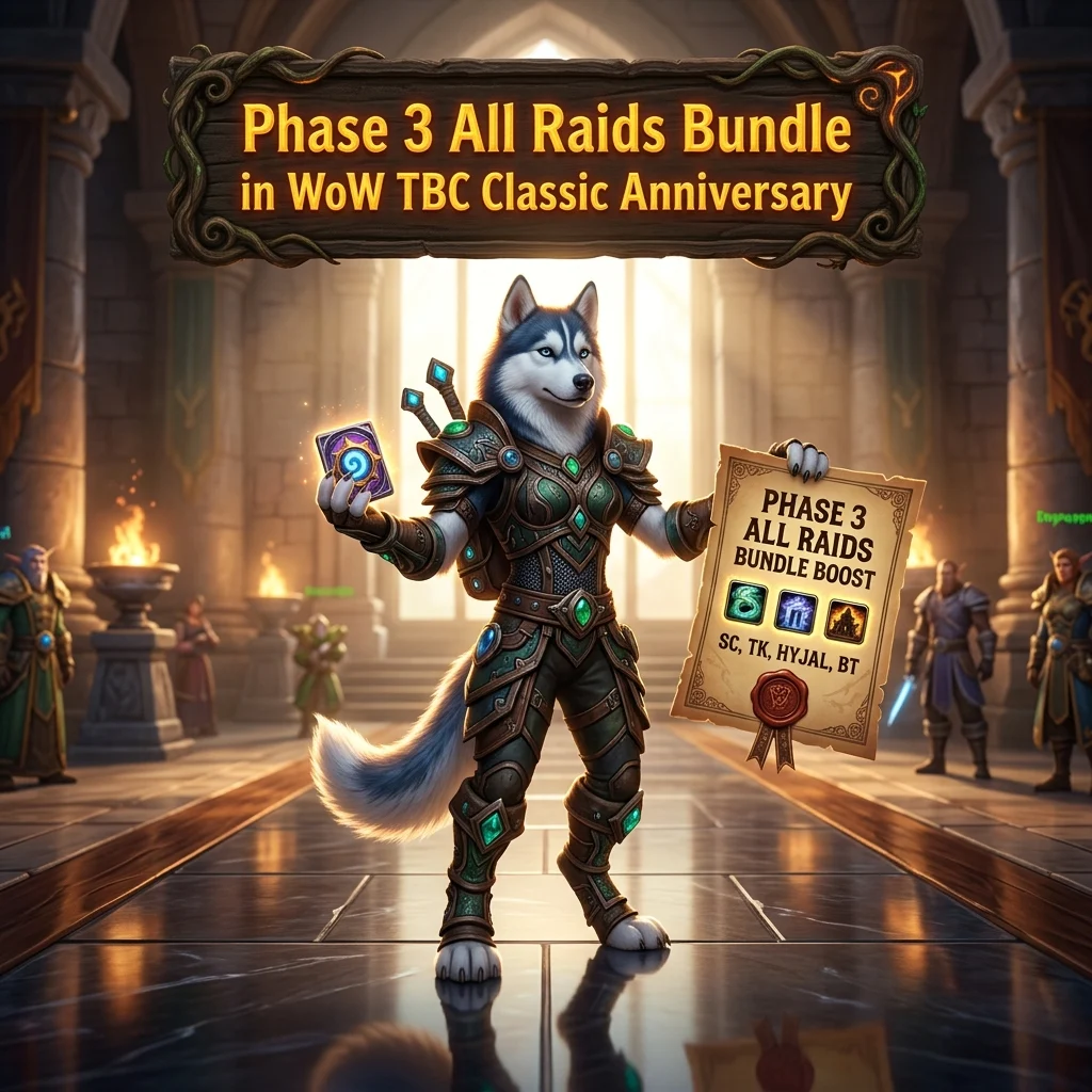 Promotional image for Phase 3 All Raids Bundle Boost in WoW TBC Classic Anniversary, highlighting the raid bundle service for WoW TBC Classic.