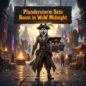 Promotional image for the Plunderstorm Sets Boost service in WoW Midnight