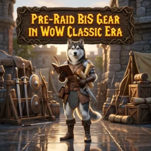 Promotional image for a Pre-Raid BiS Gear Boost service in WoW Classic Era