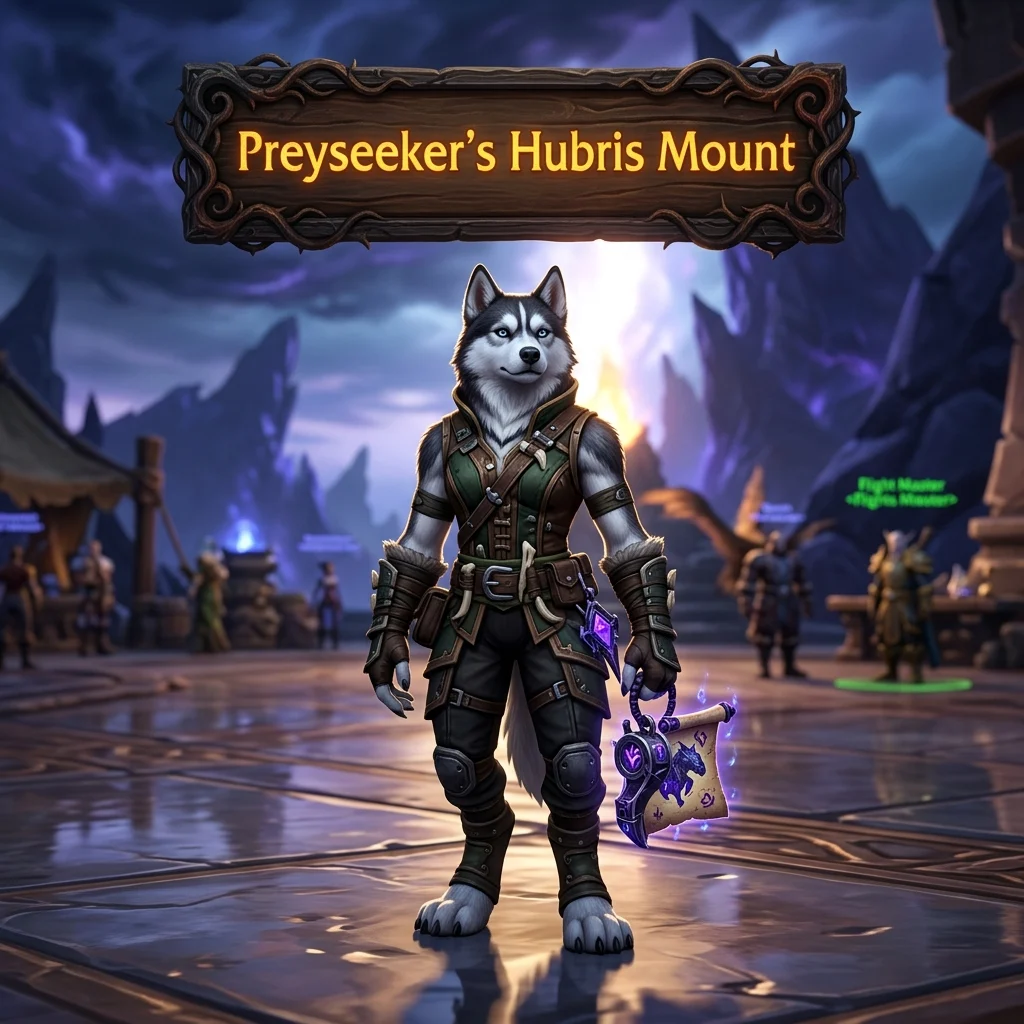 Promotional image for Preyseeker’s Hubris Mount Boost in WoW Midnight, highlighting the mount boost service for World of Warcraft Midnight.