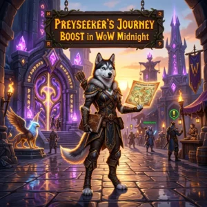 Promotional image for the Preyseeker’s Journey Boost service in WoW Midnight.