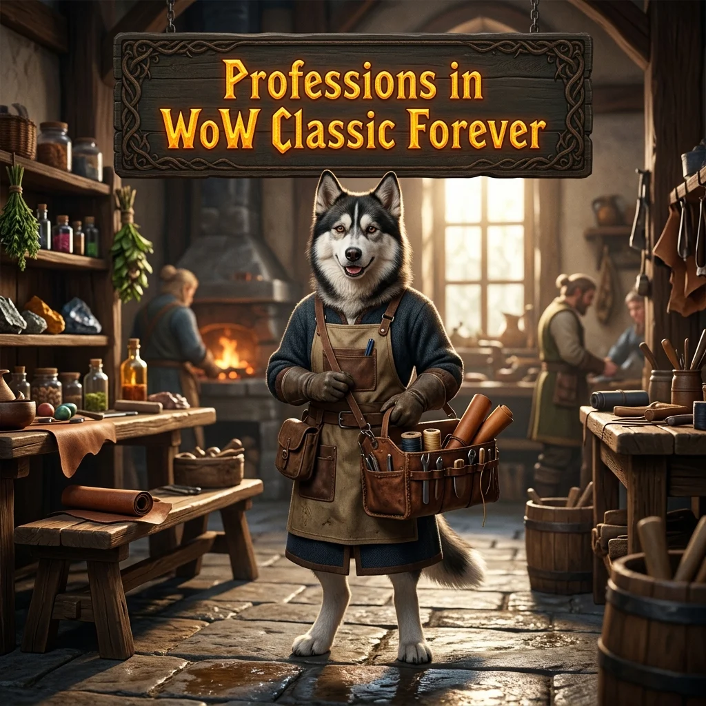 Promotional image for Professions Boosting Services in WoW Classic Forever, focused on WoW Classic profession boosting services.
